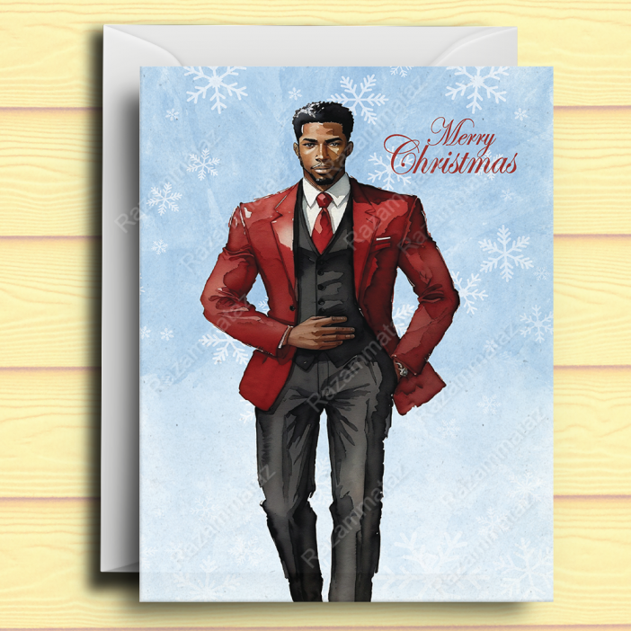Black Man H Christmas Card
